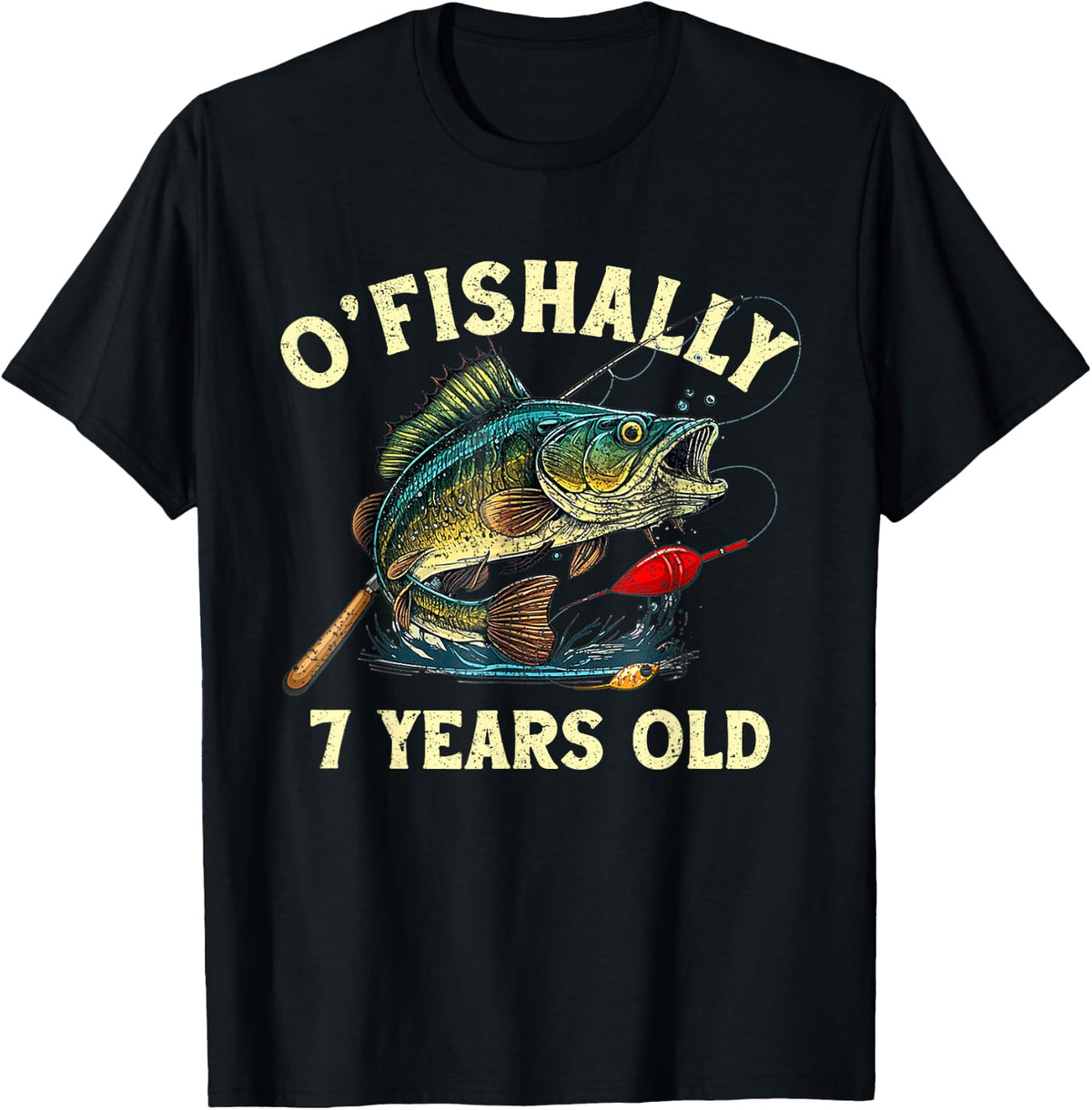 Vintage O'Fishally 7 Years Old Fishing 7th Birthday Boy T-Shirt