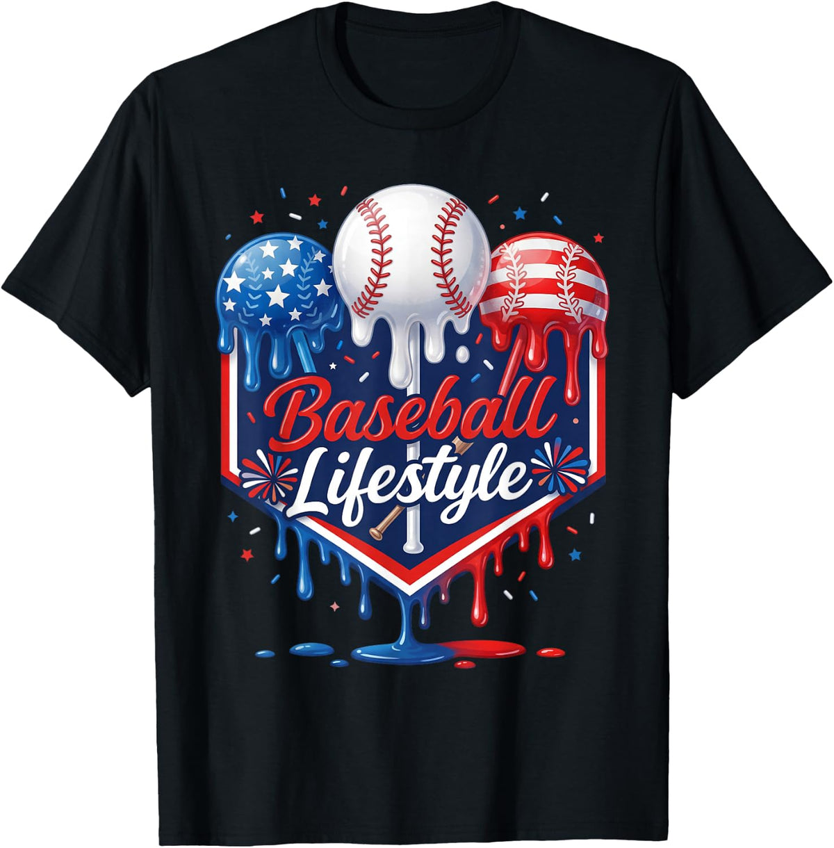 Baseball Life Style 4th of July Youth Drip Baseball Boy Kids T-Shirt