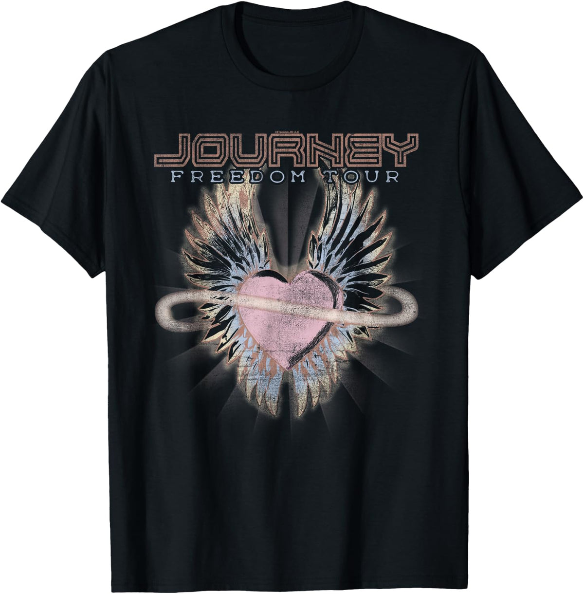 Journey Freedom Tour Pastel Heart and Logo Vintage Band Graphic Tees and T Shirts for Men and Women