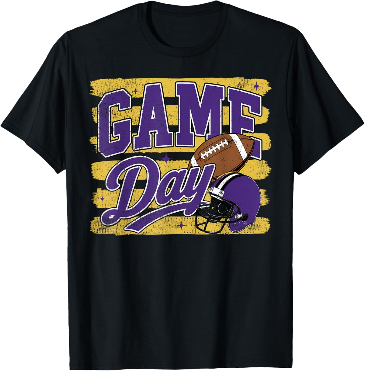 Purple & Gold Game Day Team High School Football Cheer Mom T-Shirt