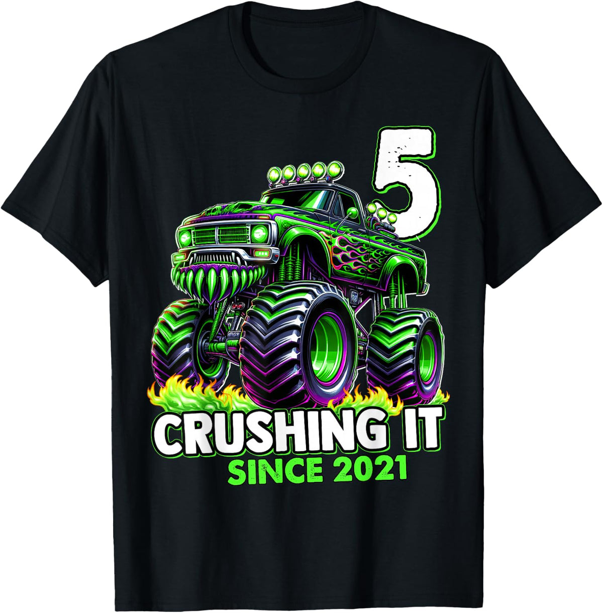 Monster Truck 5th Birthday Boy Crushing It Since 2021 T-Shirt
