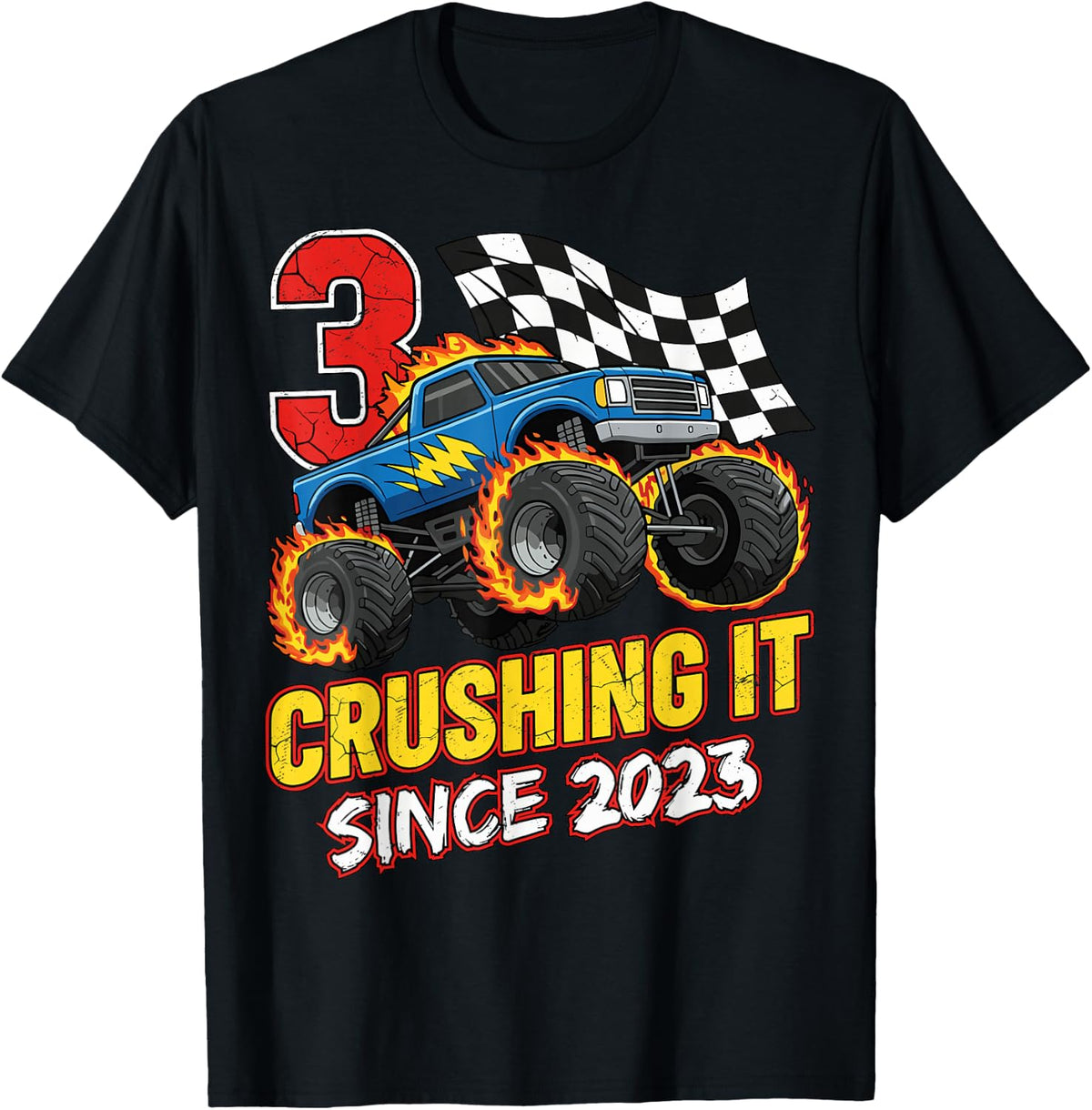 Birthday Monster Truck 3 Year Old Boys 3rd Party Born 2023 T-Shirt