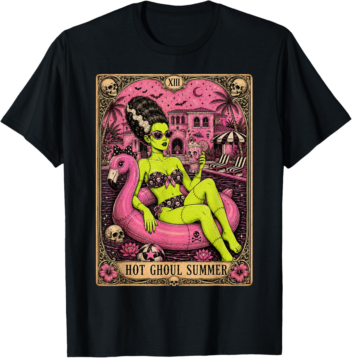 Tarot Card Hot Ghoul Summer Women Summerween Beach Cocktail T-Shirt