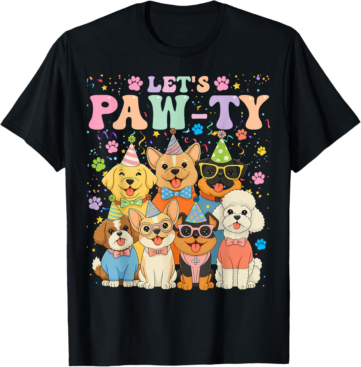 Dog Mom Birthday Dog Bday Boy Girl Let's Pawty Birthday T-Shirt