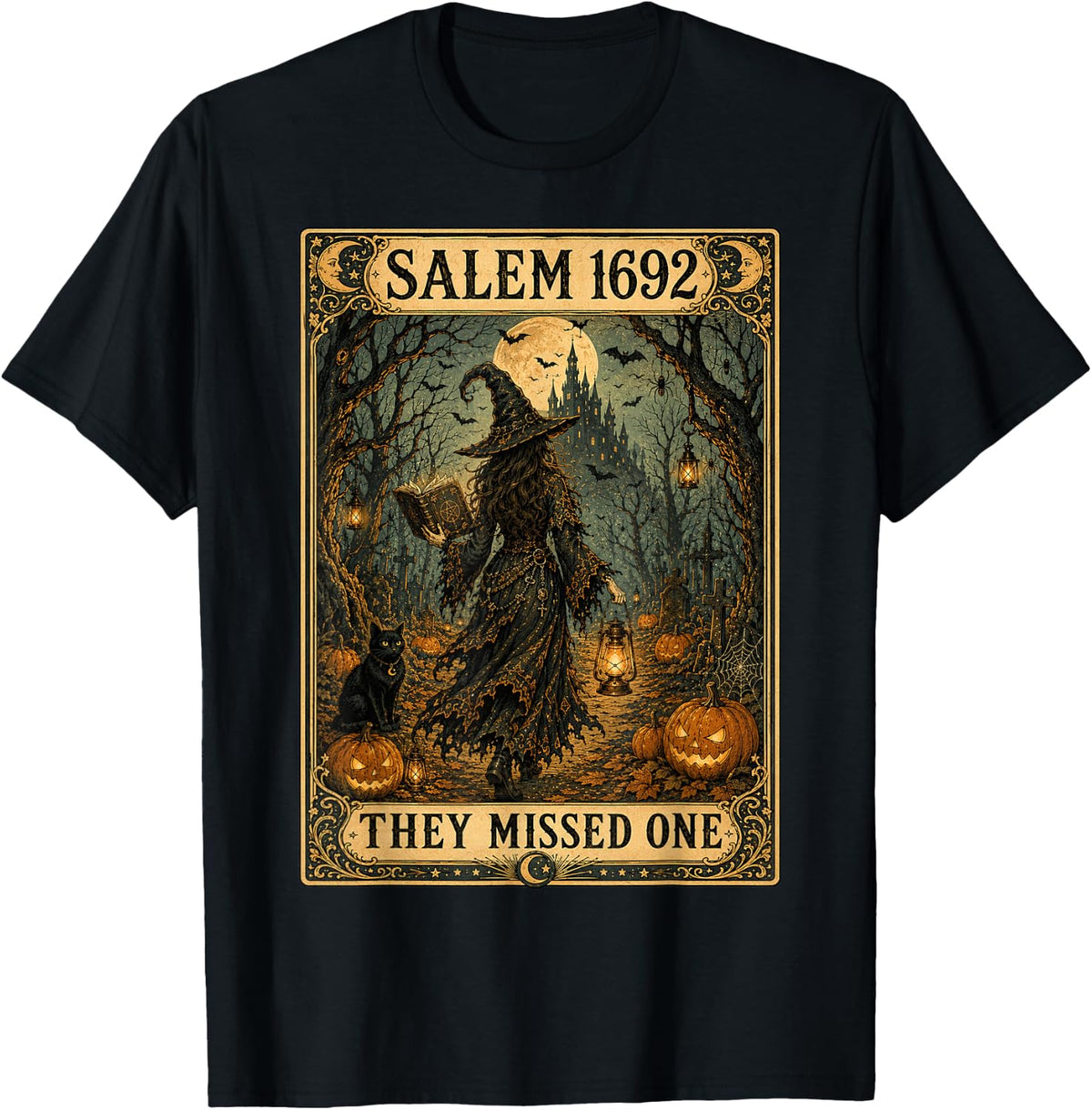 Salem 1692 They Missed One Tarot Card Halloween Witch Women T-Shirt
