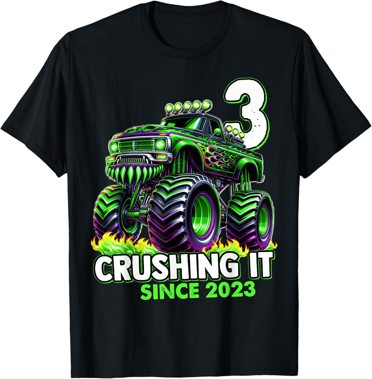 Monster Truck 3rd Birthday Boy Crushing It Since 2023 T-Shirt