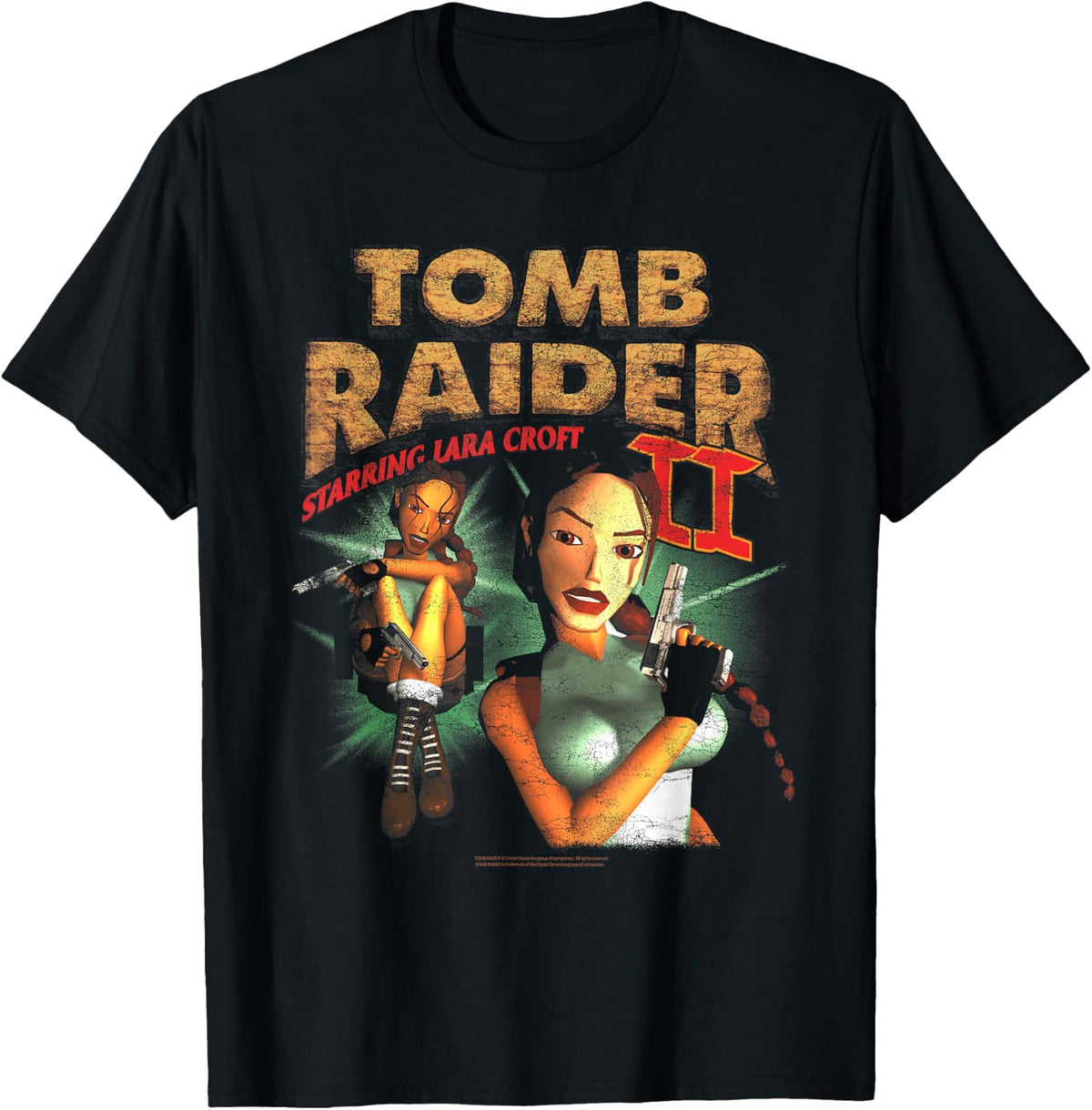 II Staring Lara Croft Vintage Collage Video Game T-Shirt