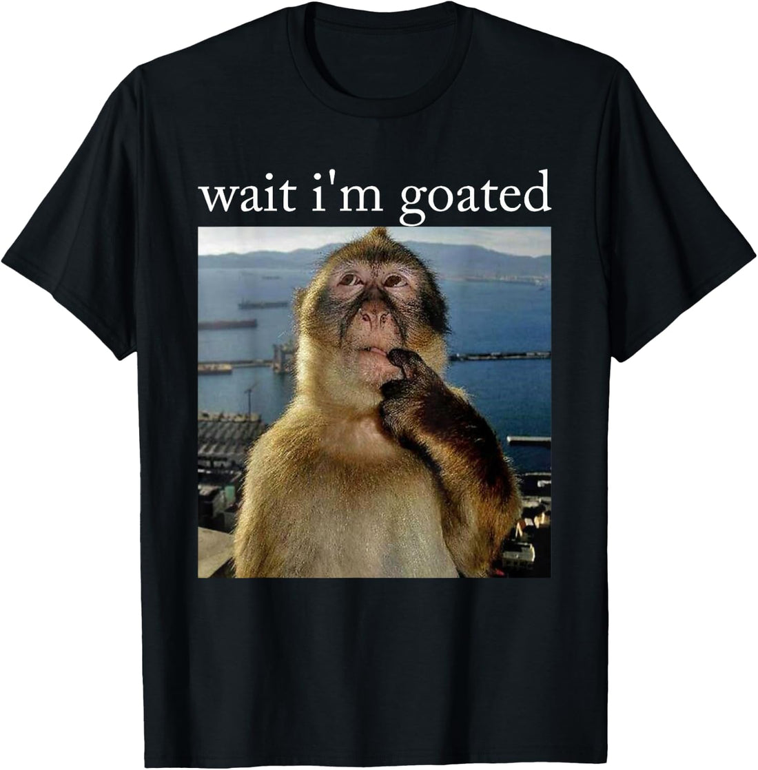 Wait I'm Goated Funny Thinking Monkey Meme Brainrot Gifts T-Shirt