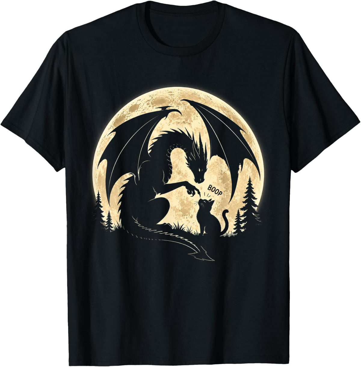 Retro Dragon Boop Cat Under Moon Gothic Cat Lover Men Women T-Shirt
