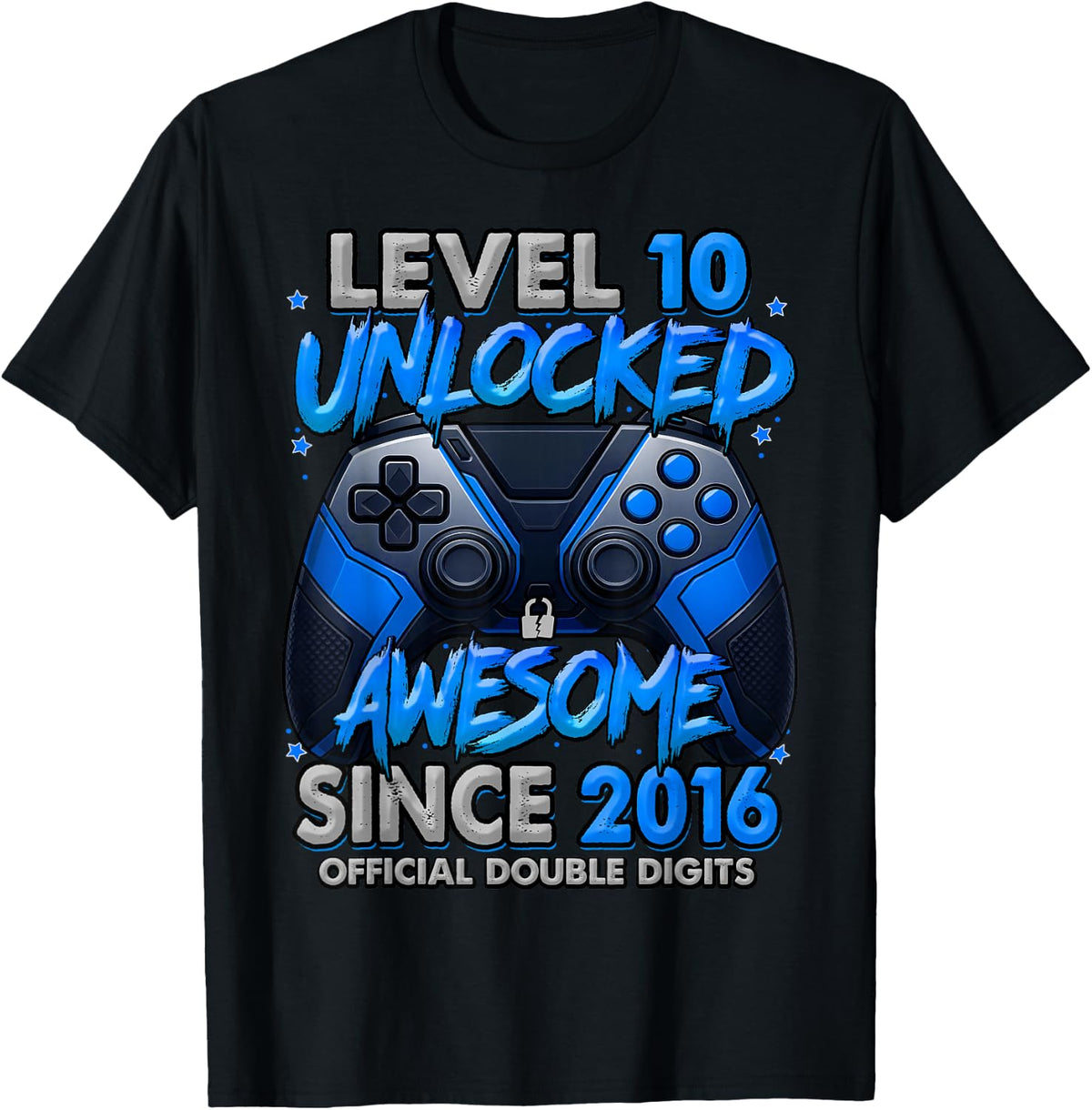 Level 10 Unlocked Awesome Since 2016 10th Birthday Gaming T-Shirt
