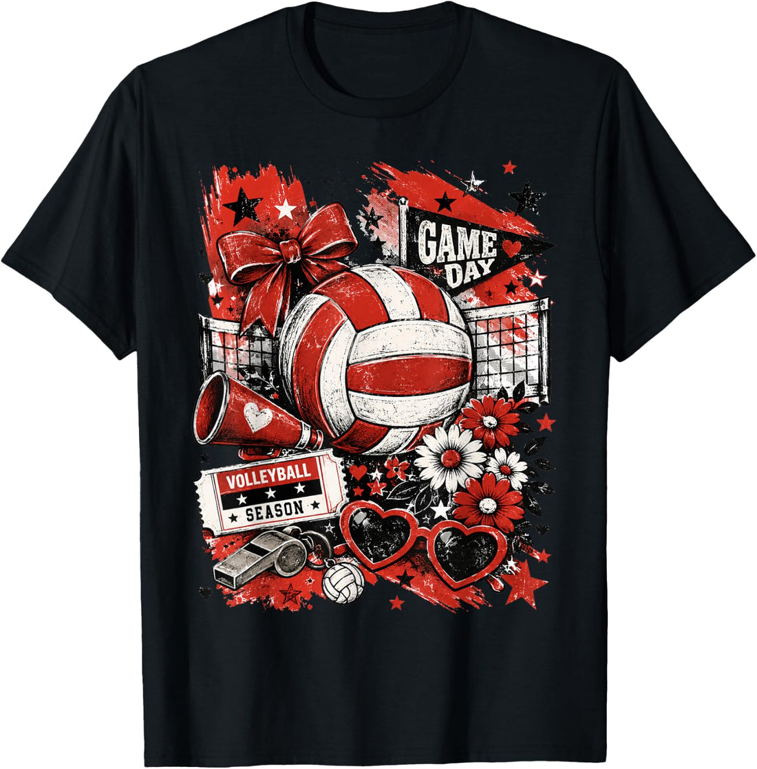 Volleyball Game Day Girls Volleyball Mom Maroon & White T-Shirt