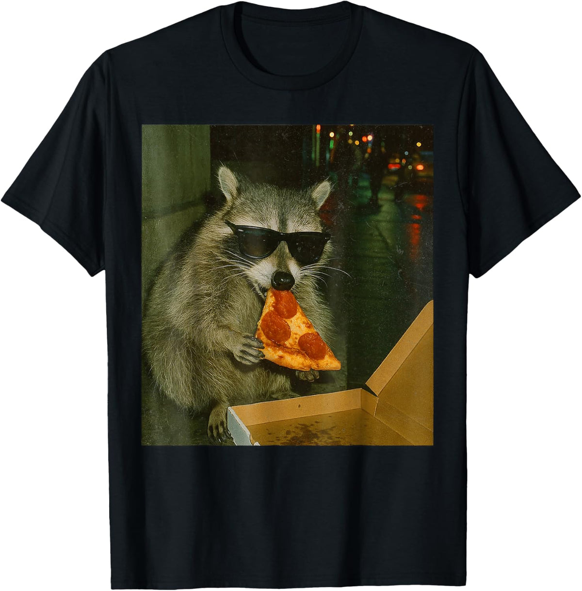 Raccoon Eating Pizza, Animal Meme T-Shirt