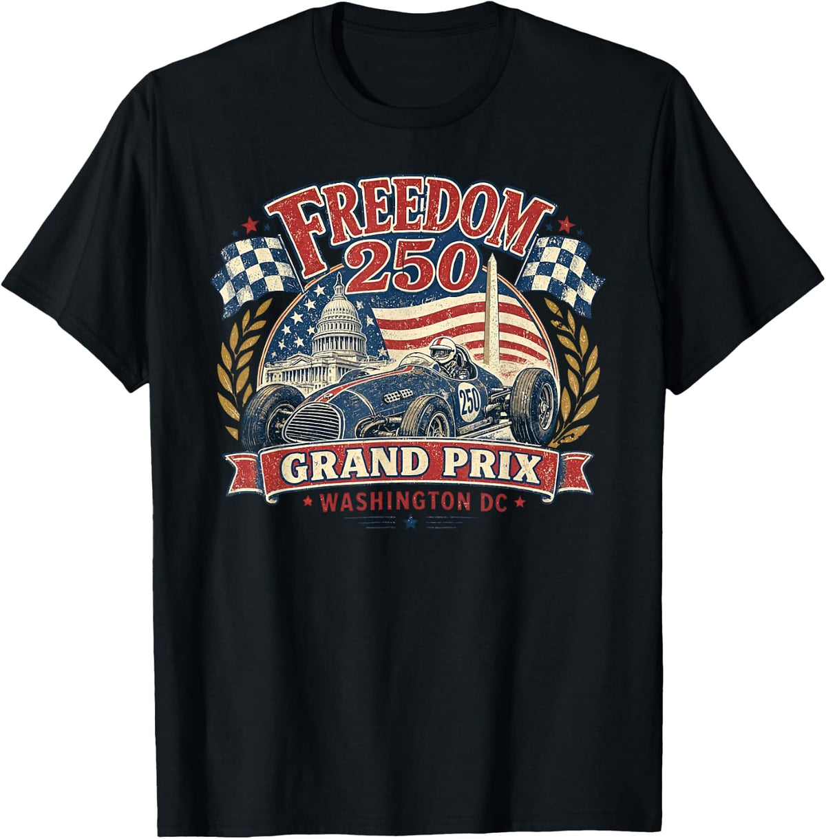 Vintage Patriotic Race Day USA Racing T-Shirt