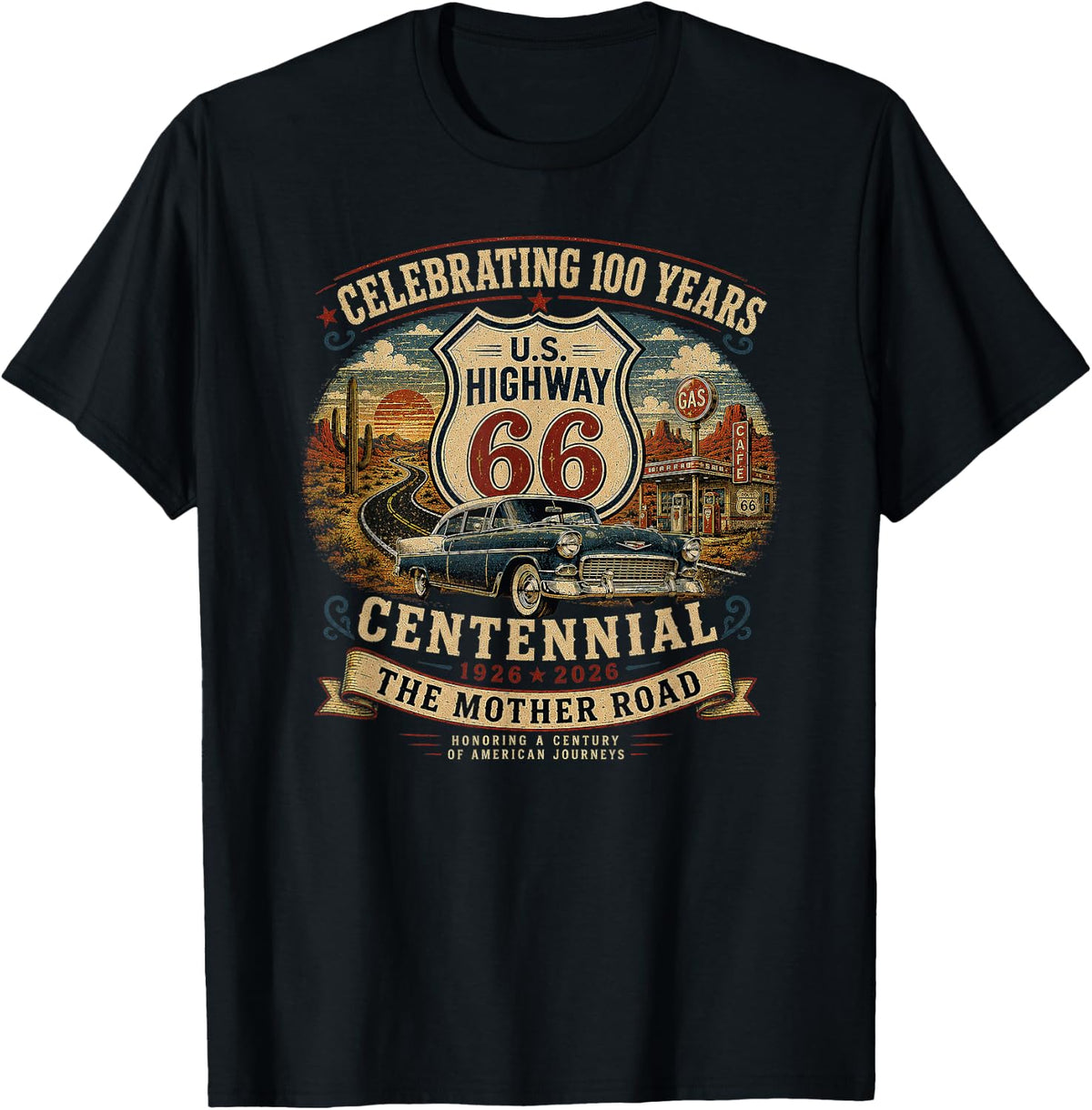 Vintage Highway 66 100 Year Centennial Anniversary Souvenir T-Shirt