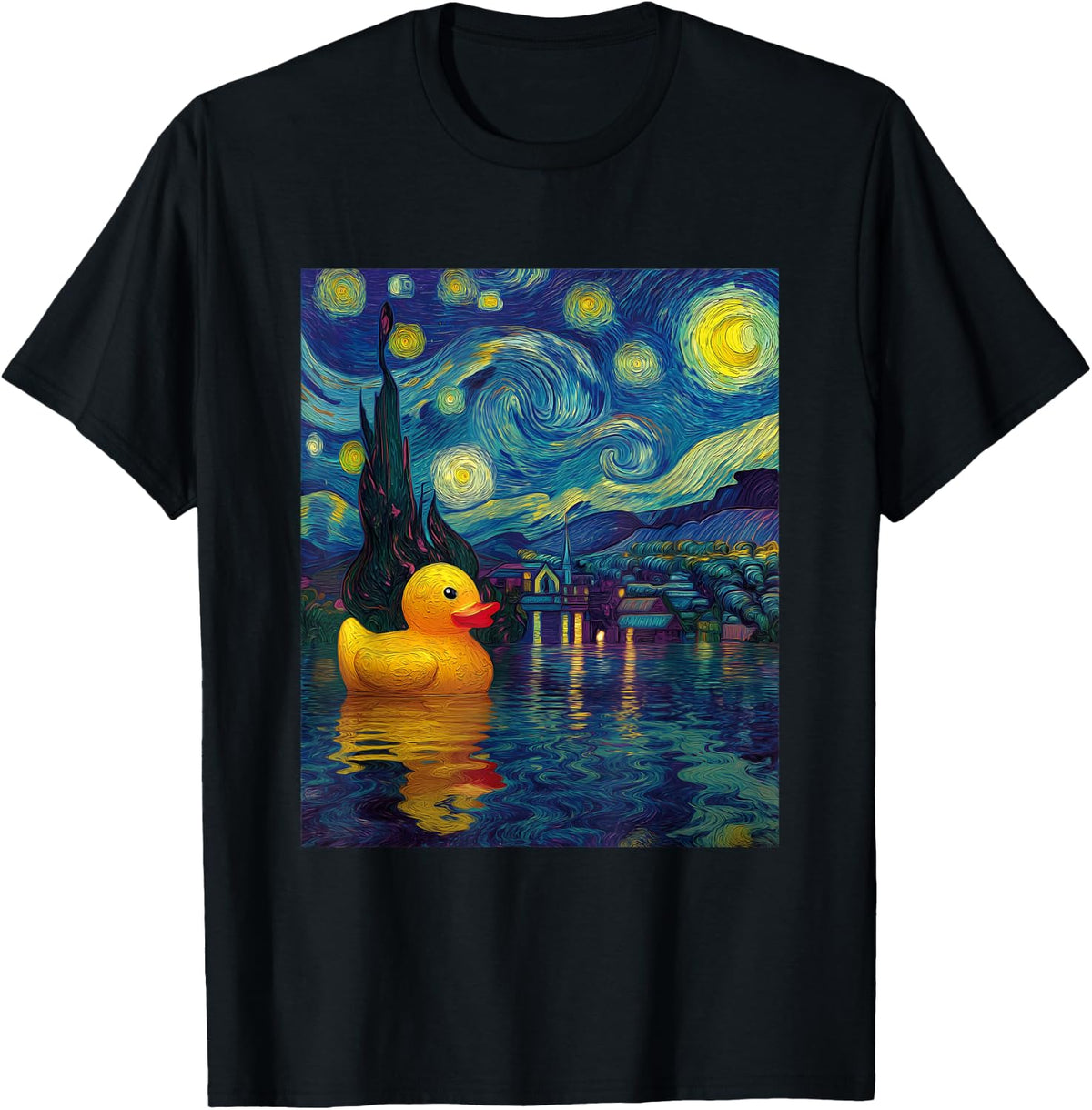 Rubber Duck Duckie Ducky Van Gogh Style Starry Night Funny T-Shirt