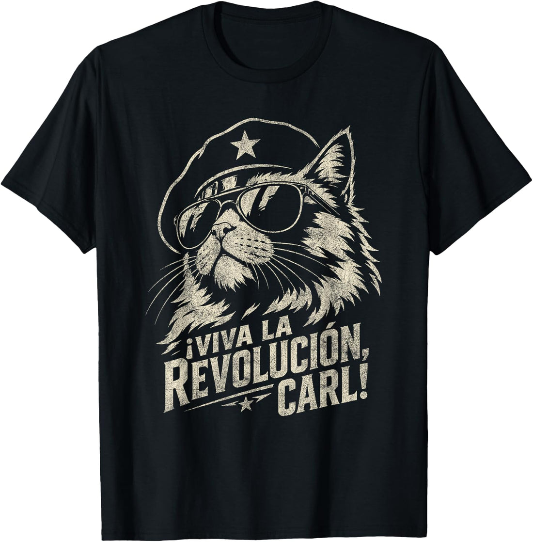 Viva La Revolucion Carl Funny Cuban Cat Revolutionary Humor T-Shirt