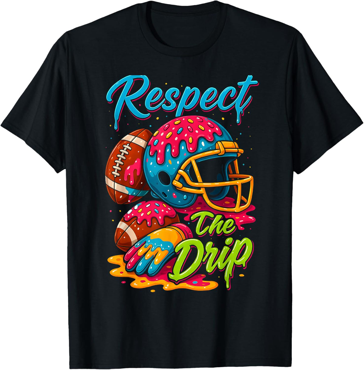Football Drip Boys Football Ice Cream Sprinkle Respect Drip T-Shirt