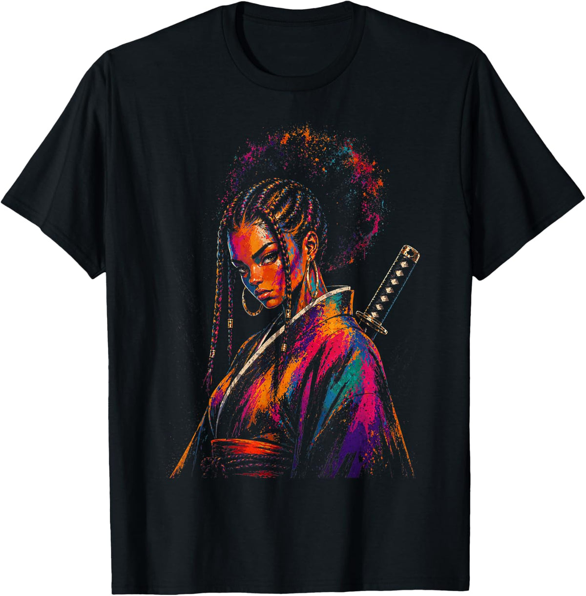 Black Samurai Anime Warrior African Pride T-Shirt