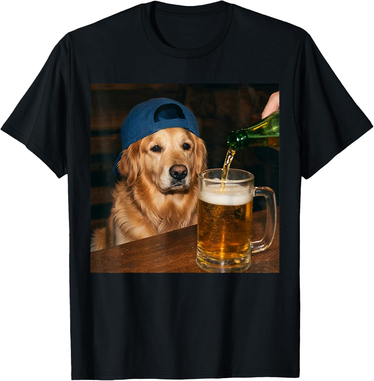 Golden Retriever Drinking Beer Funny Dog Meme T-Shirt