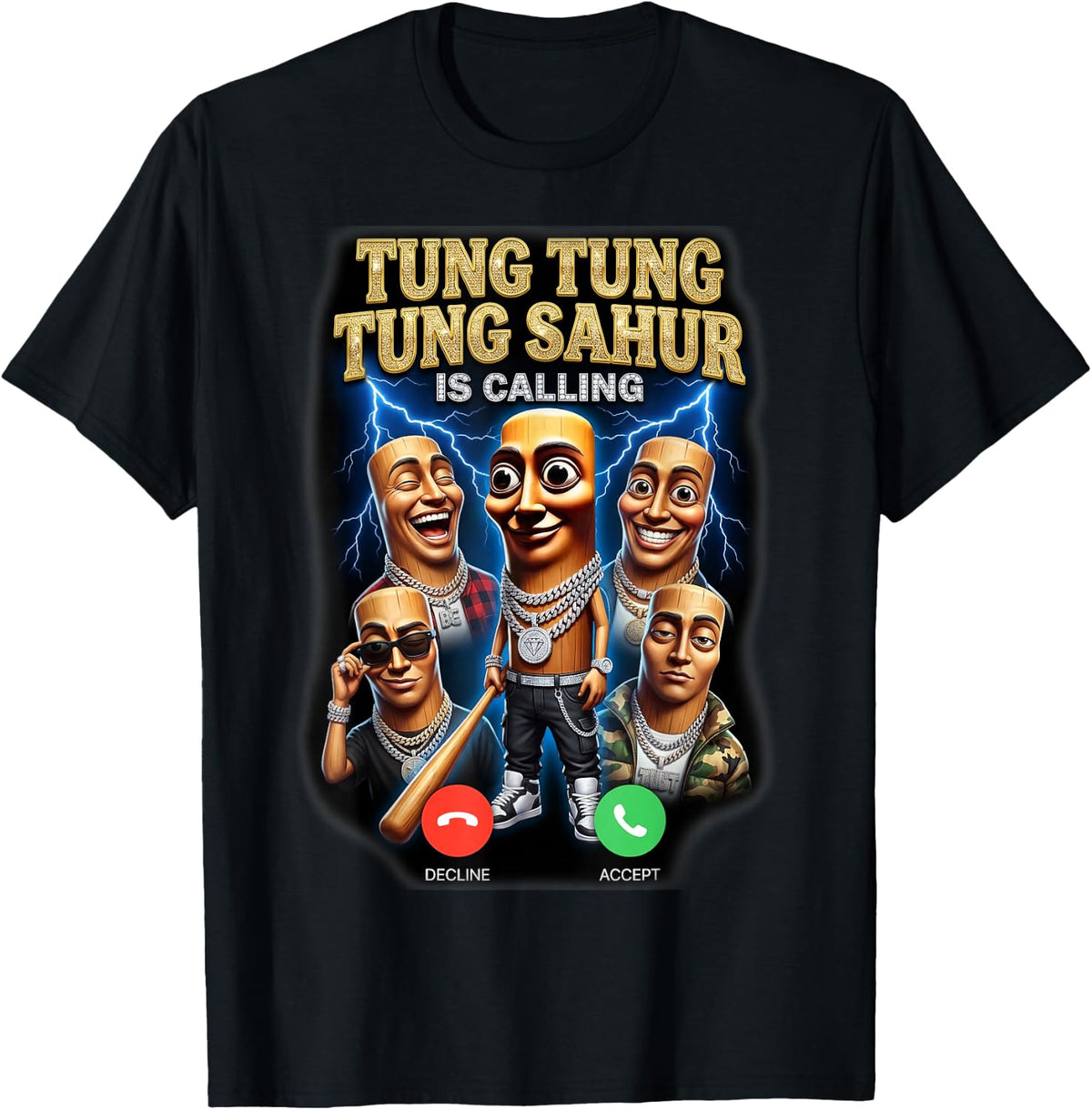 Tung Tung Tung Sahur is Calling Italian Brainrot Meme Funny T-Shirt