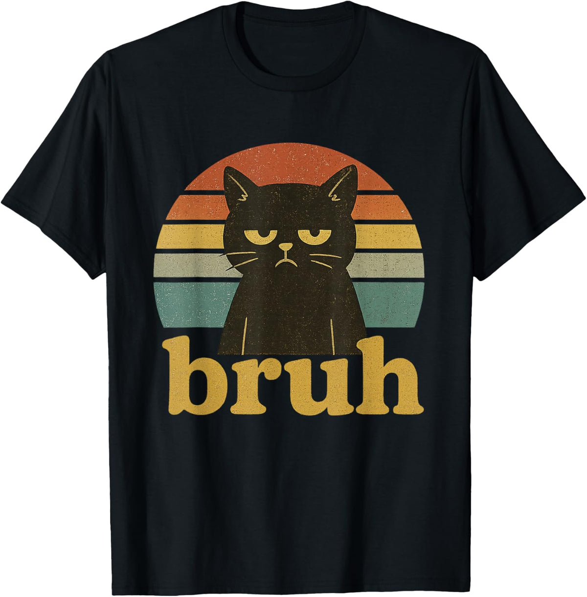 Bruh Cat Funny Sarcastic Meme Retro Kitten Humor Boys Girls T-Shirt