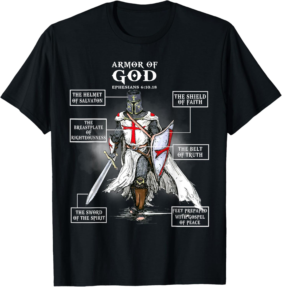 Armor of God Knight Templar Christian T-Shirt