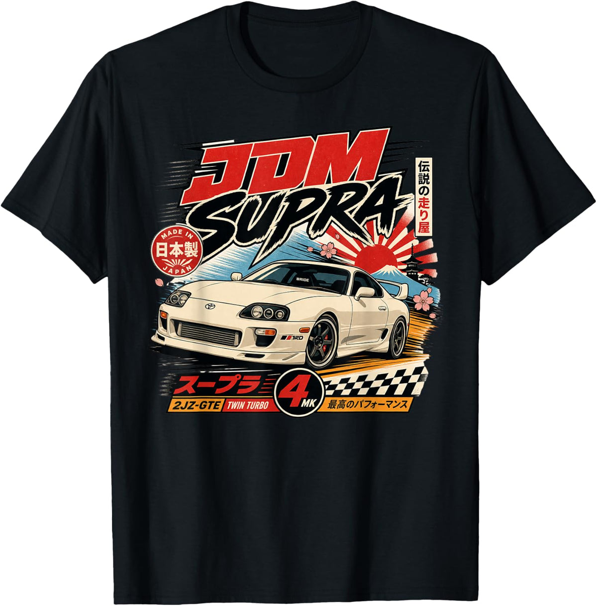 Japanese Cars Retro JDM Street Scene Tuner Car Art T-Shirt