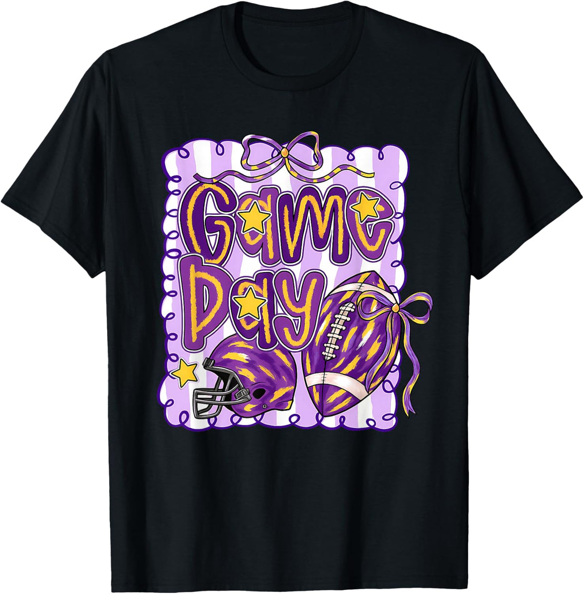 Purple Yellow Gold Football Game Day Touchdown Season T-Shirt