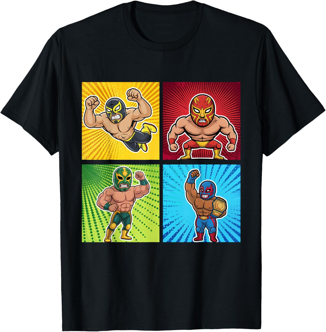 Wrestling Comic Book Wrestler Mexican Lucha Libre Mask T-Shirt
