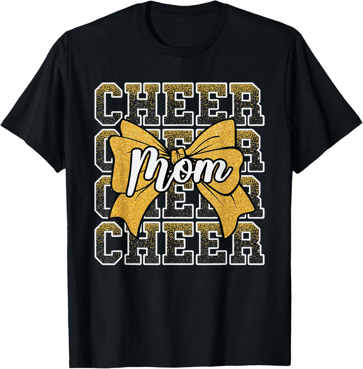 Cheer Mom Mama Bow Sport Cheerleader Cheerleading Yellow T-Shirt