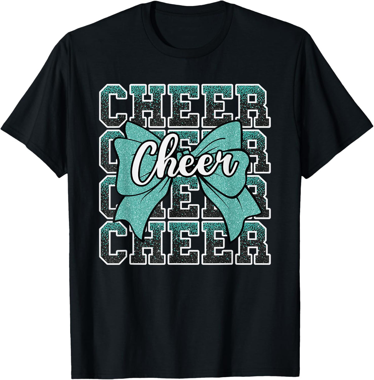 Coquette Cheer Bow Sport Cheerleader Cheerleading Teal Blue T-Shirt