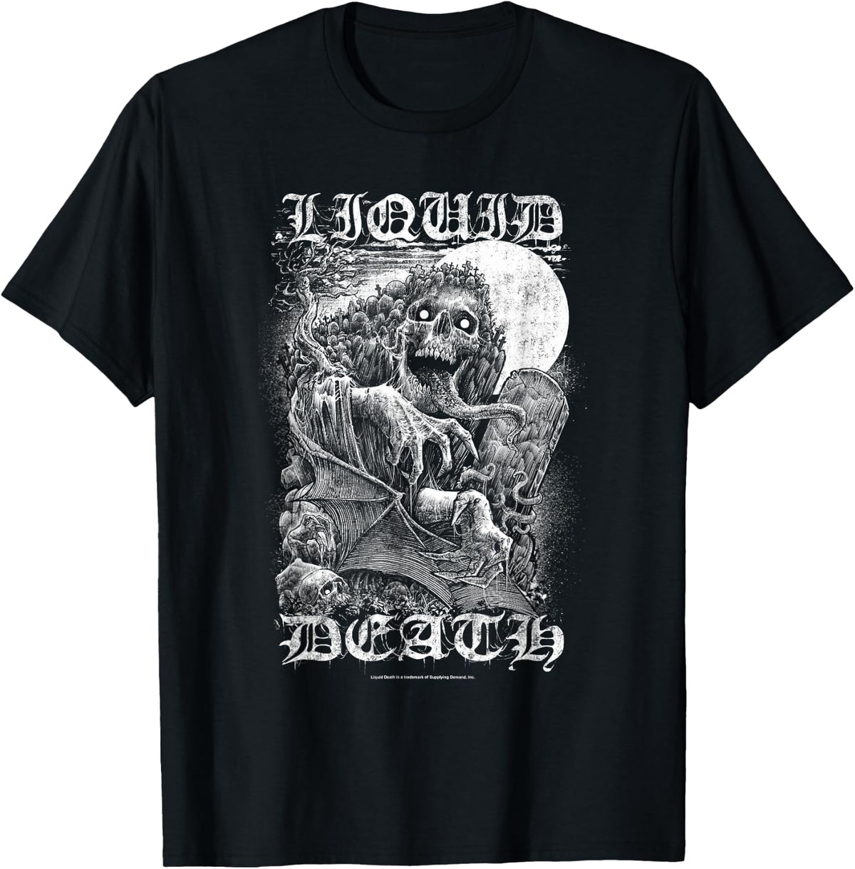 Liquid Death Godmachine Heavy Metal Skeleton Etching Water T-Shirt