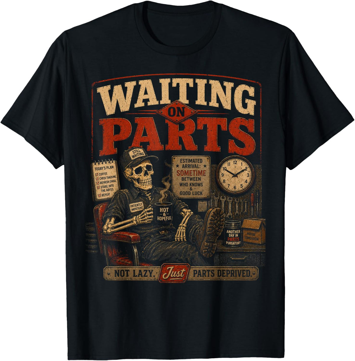 Waiting on Parts for Car Mechanic Men Auto Technician Dad T-Shirt