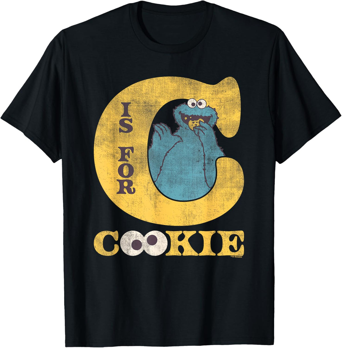 Sesame Street Vintage Heart C is for Cookie Monster T-Shirt