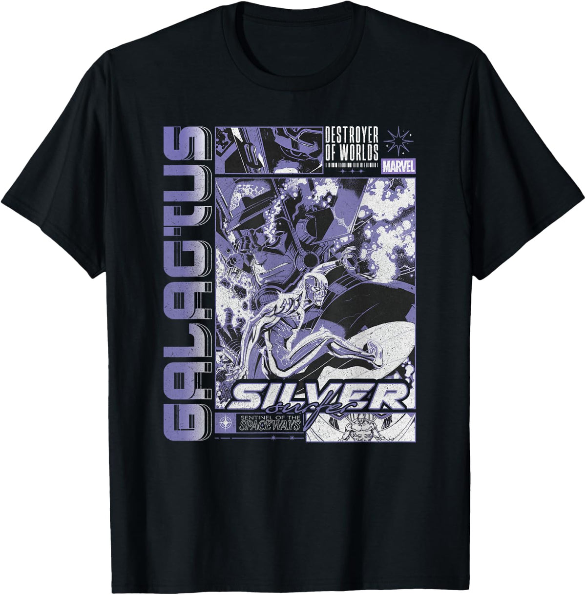 Marvel Fantastic Four Galactus Vs Silver Surfer Comic Poster T-Shirt