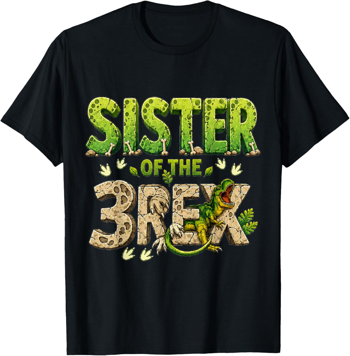 Sister of The Three Rex Birthday Dinosaur Family Matching T-Shirt