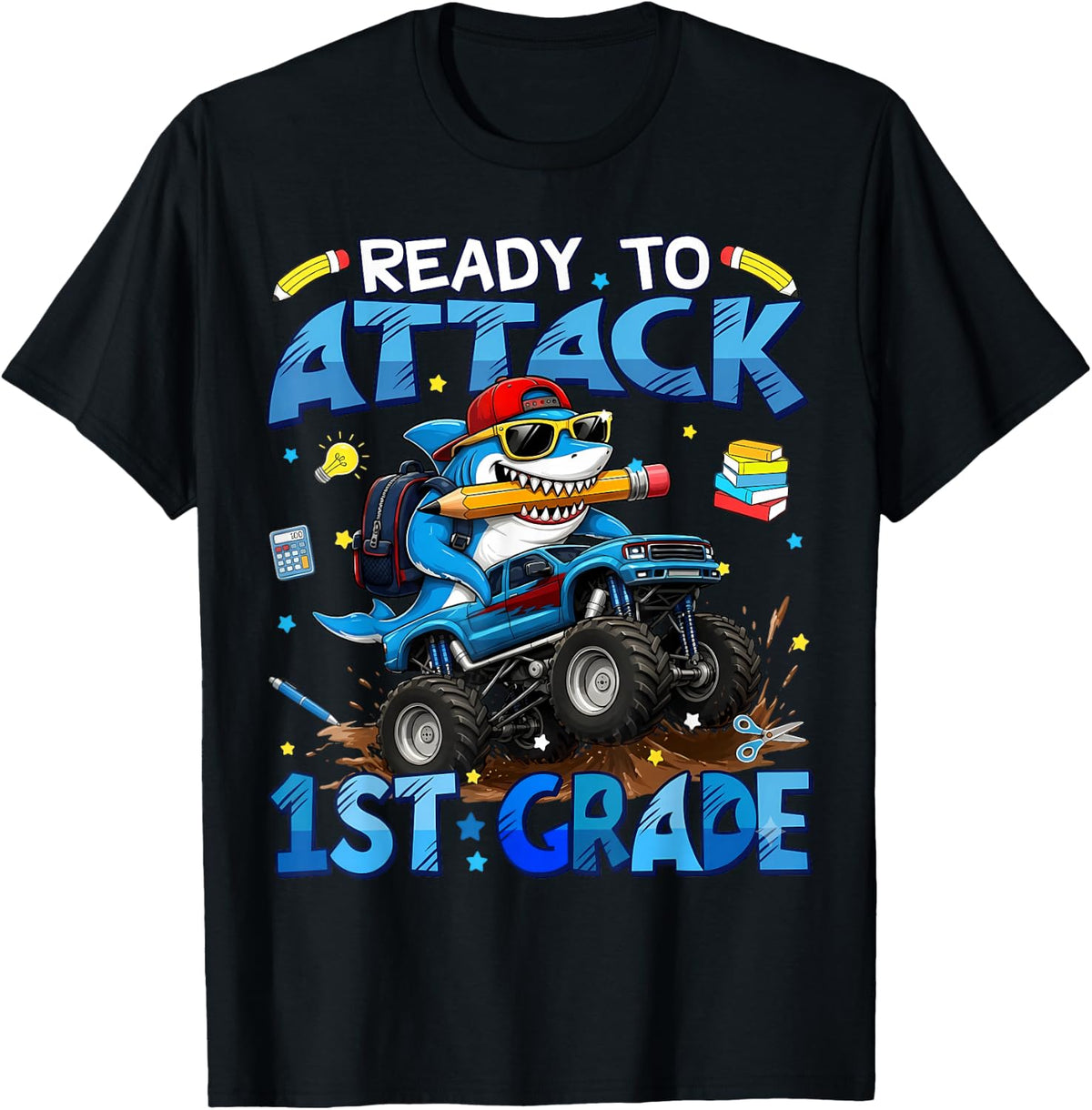 Ready to Attack 1st Grade Shark First Day of School Boys T-Shirt