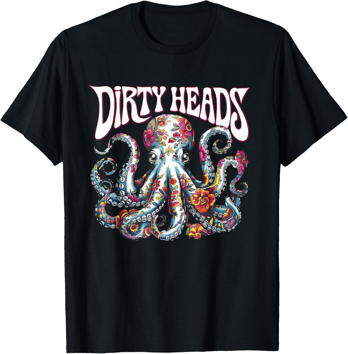 Octopus Lover Floral Octopus Ocean Sea Animal Dirty Heads T-Shirt