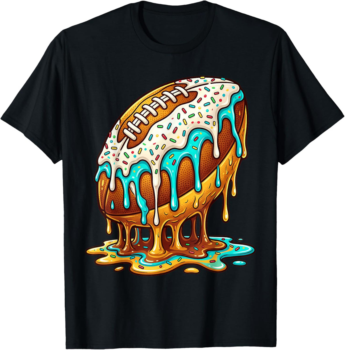 Drip Football Ice Cream Lover Dripping Football Player T-Shirt