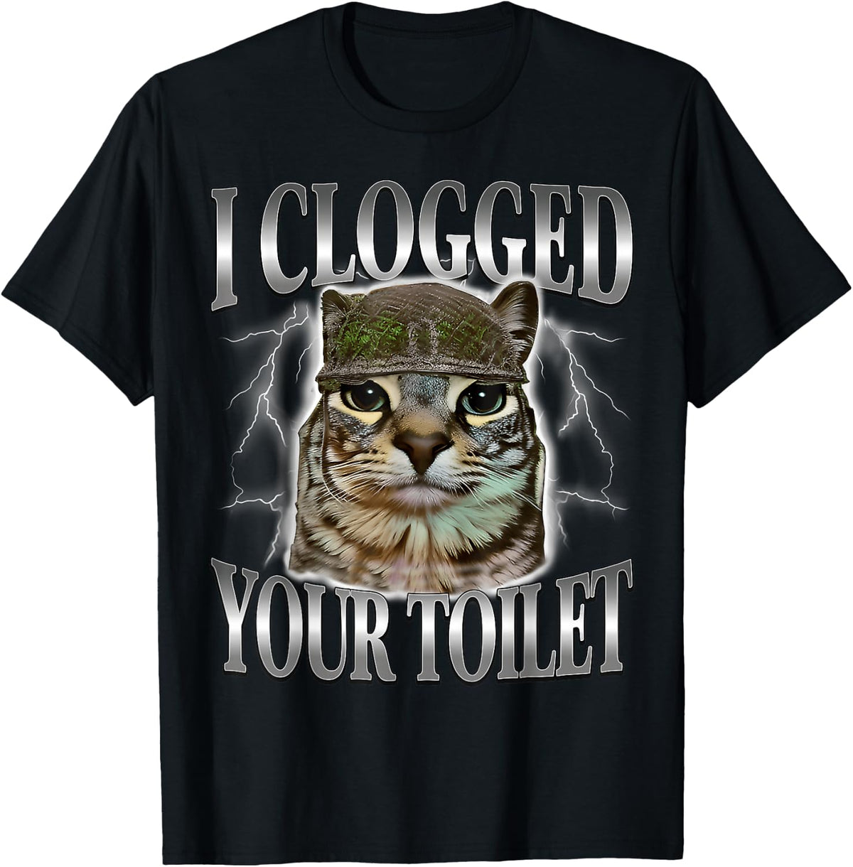 I Clogged Your Toilet Funny Stupid Brainrot Staring Cat Meme T-Shirt