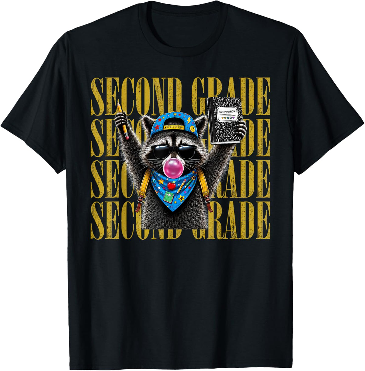 Funny Second 2nd Grade Boys Feral Raccoon Back to School T-Shirt