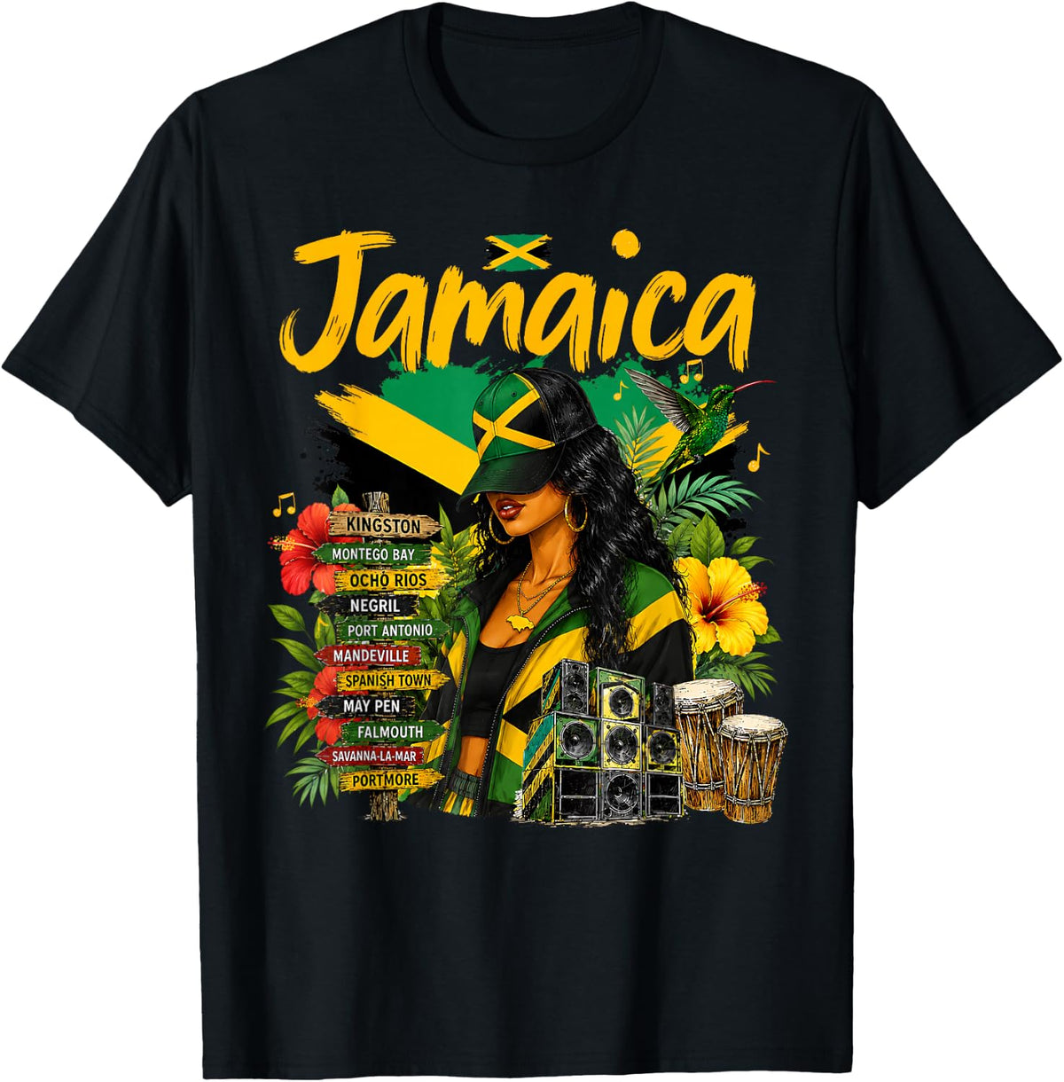 Jamaican Flag Shirt for Girl Women Jamaica Independence 1962 T-Shirt