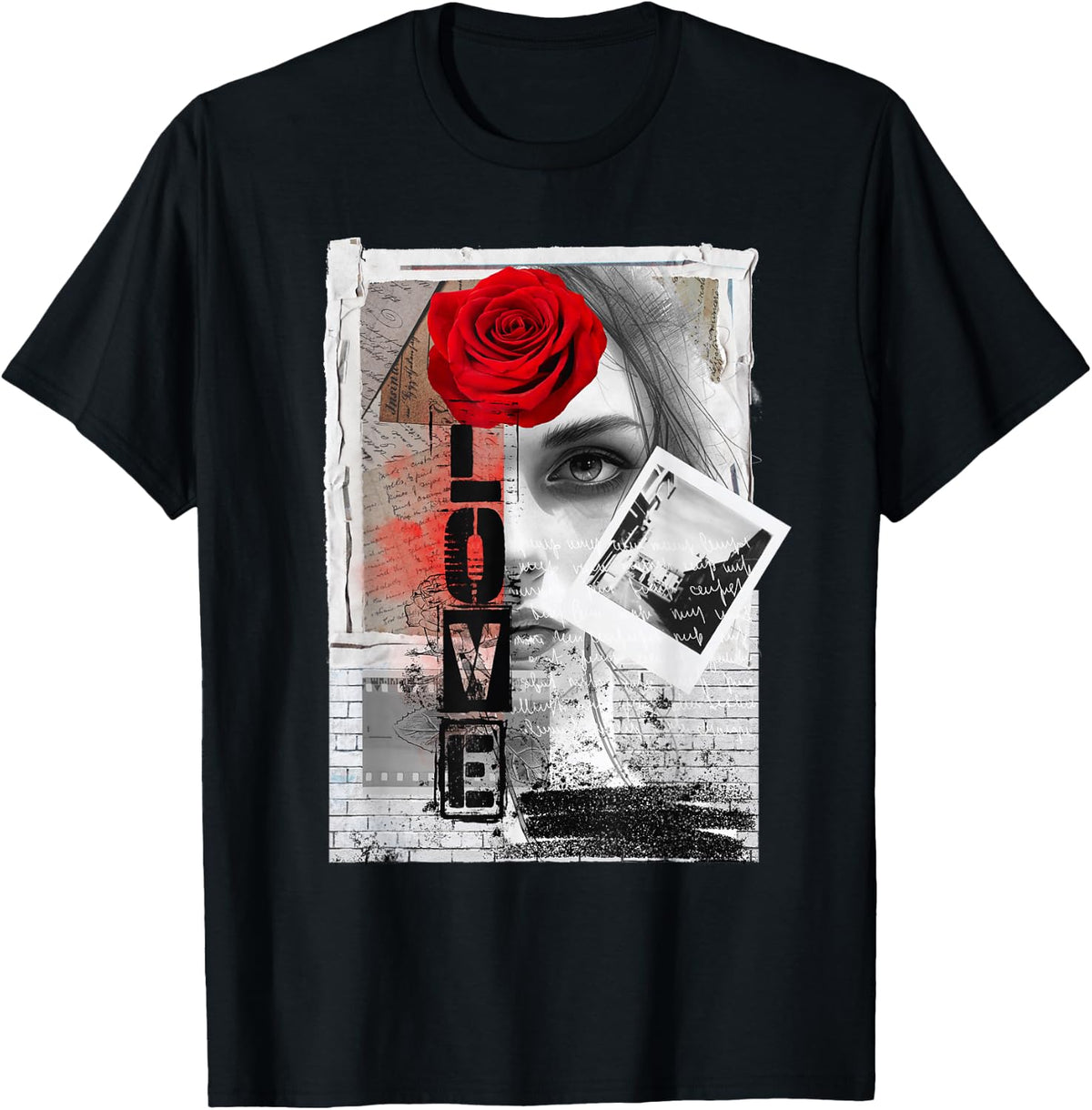 Dark Romance Streetwear Graphic, Gothic Red Rose Lover T-Shirt