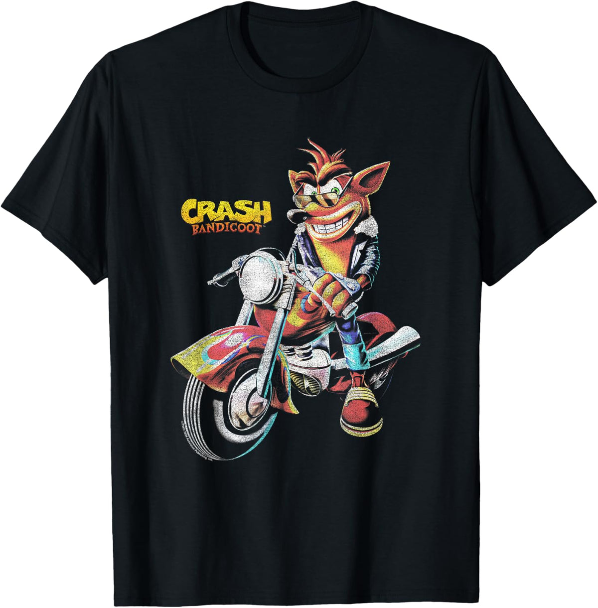 Crash Bandicoot Vintage Biker Scene Motorcycle Video Game T-Shirt