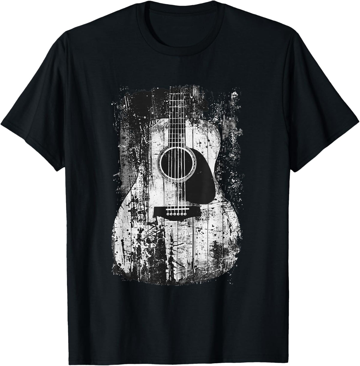 Acoustic Guitar, Vintage, Distressed, Rock & Roll Music. T-Shirt