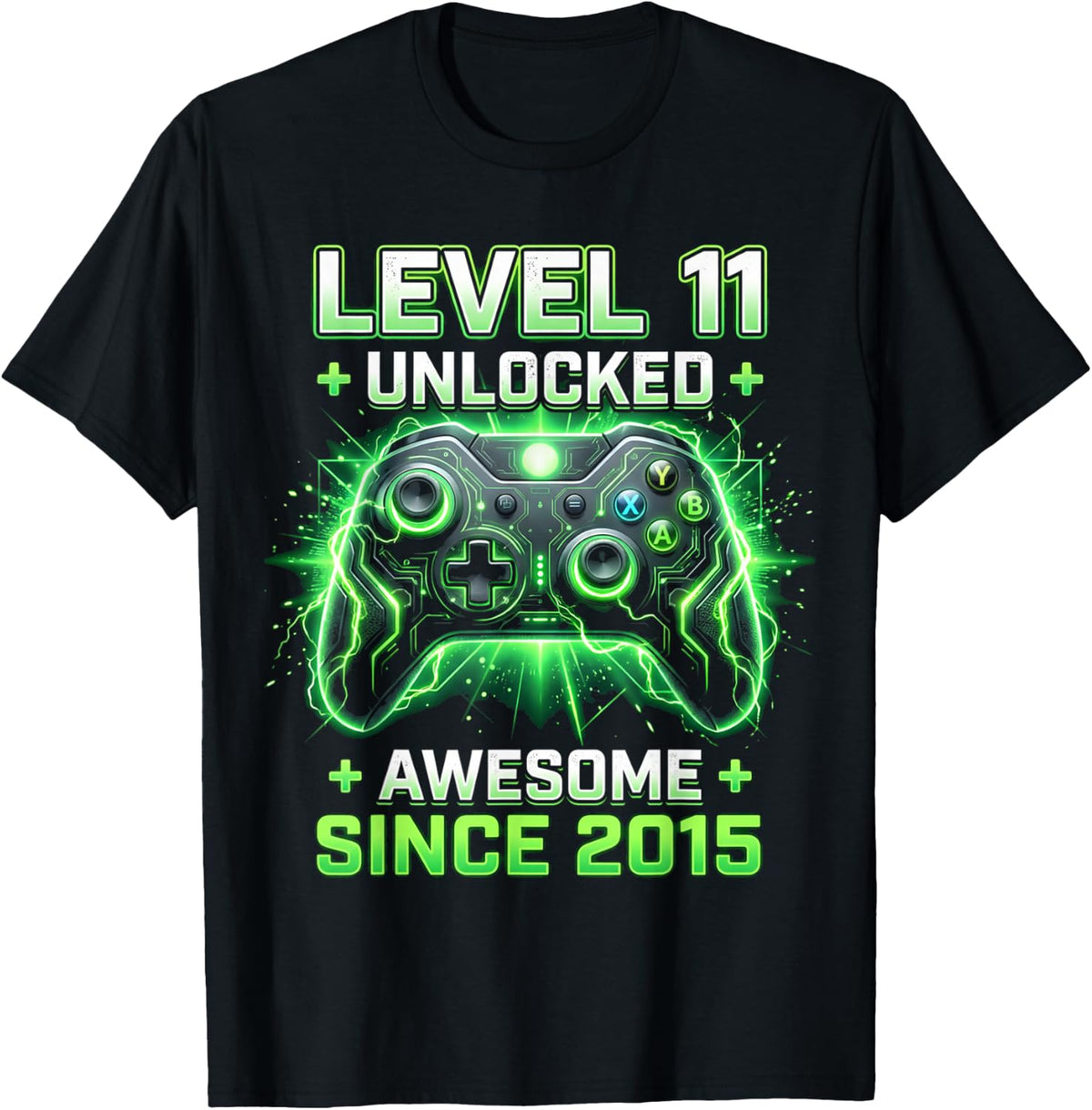 Level 11 Unlocked Awesome Since 2015 11th Birthday Boy Gamer T-Shirt