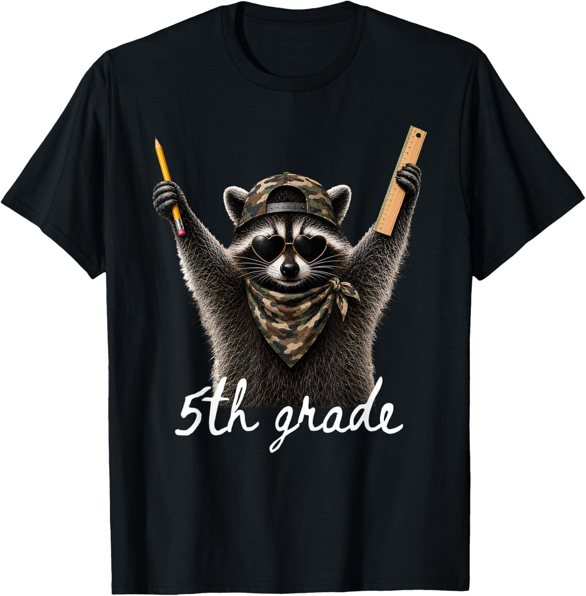 Fifth 5th Grade Raccoon Sunglasses First Day Back to School T-Shirt