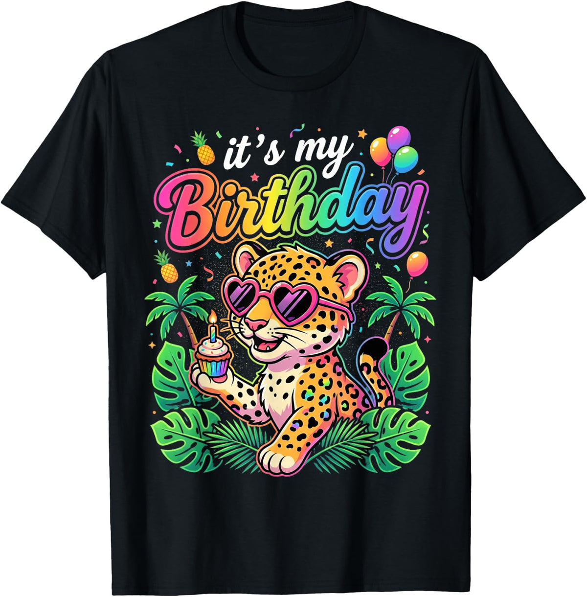 It's My Birthday Zoo Animals Leopard Cheetah Birthday Party T-Shirt