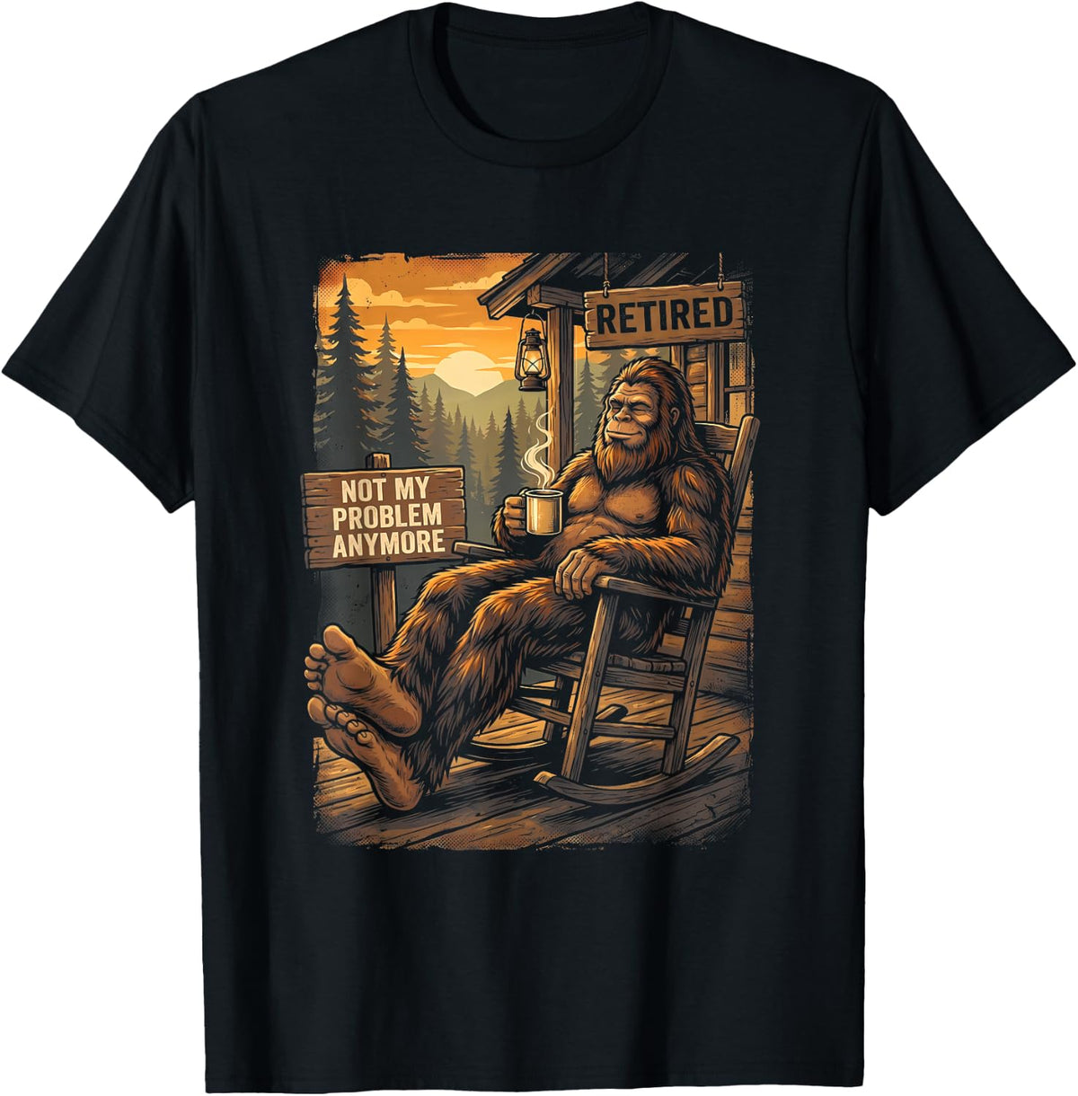 Bigfoot Sasquatch Funny Retired Retirement Humor for Men T-Shirt