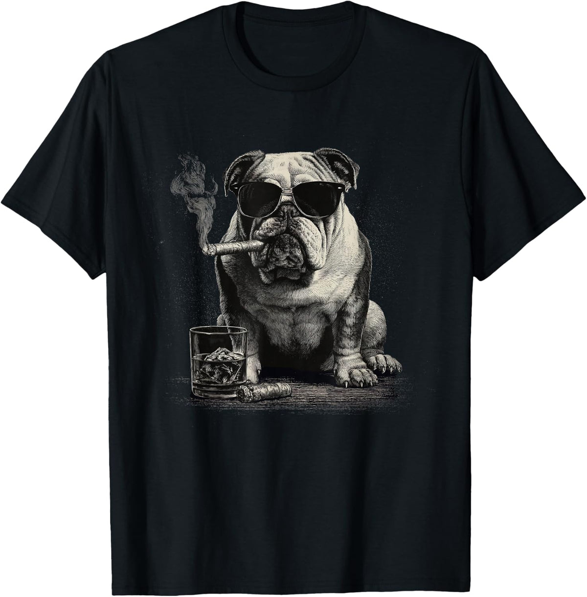English Bulldog Dad Dog Sunglasses Father's Day Family T-Shirt